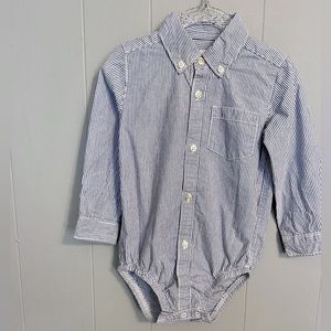 Pinstripe button down onesie.
